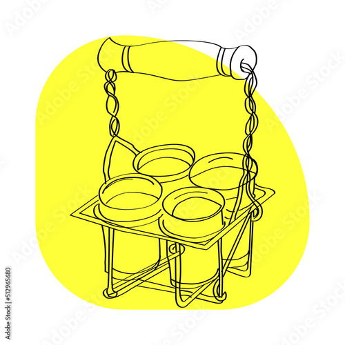 Tea glass withstand hand drawing design for restaurant wall photo frame decoration easy to editable file, suitable for all size photo frames.