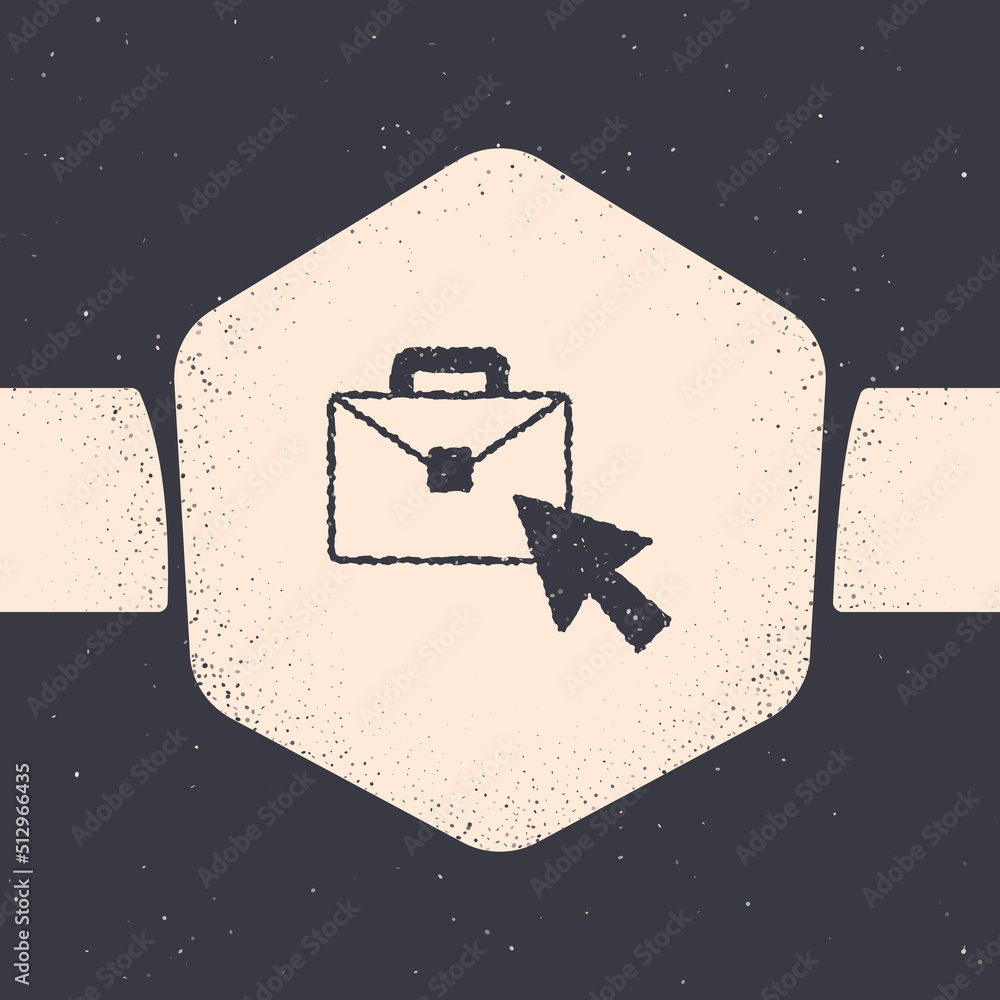 Grunge Online working icon isolated on grey background. Freelancer man working on laptop at his house. Remote work. Distant job concept. Monochrome vintage drawing. Vector Grunge Online working icon isolated on grey background. Freelancer man working on laptop at his house. Remote work. Distant job concept. Monochrome vintage drawing. Vector