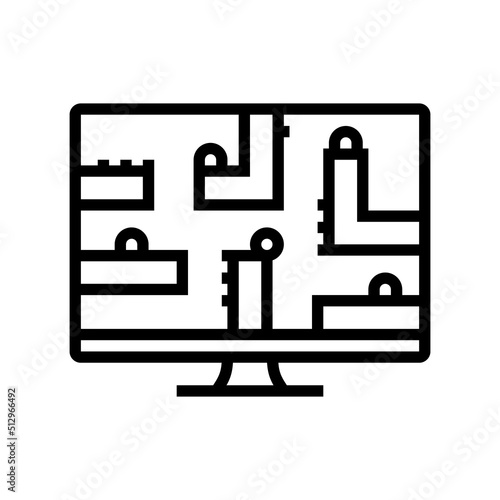 puzzle platform video game line icon vector. puzzle platform video game sign. isolated contour symbol black illustration