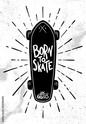 Born to skate retro logo, emblem, t-shirt print