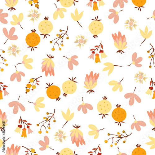 Hand drawn cute floral small seamless pattern for fashion prints decoration, fabric, wallpaper and all prints on background earth tone color.