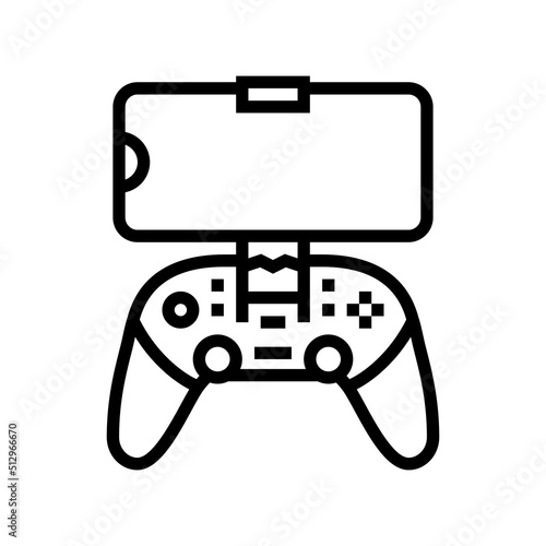gamepad controller for phone line icon vector. gamepad controller for phone sign. isolated contour symbol black illustration