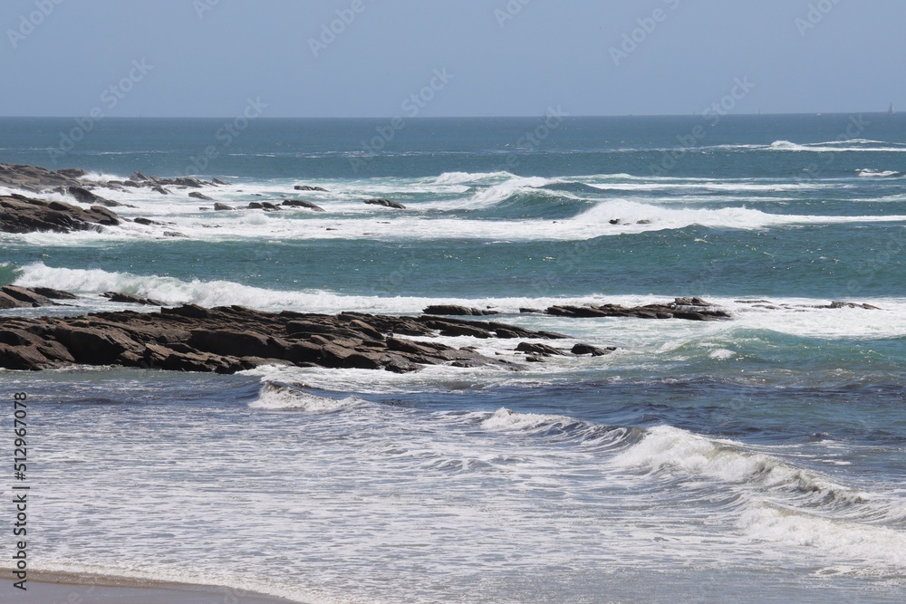 waves on the beach in Brittany, France 