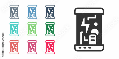 Black Futuristic cryogenic capsules or containers icon isolated on white background. Cryonic technology for humans or cryogenic chamber. Set icons colorful. Vector