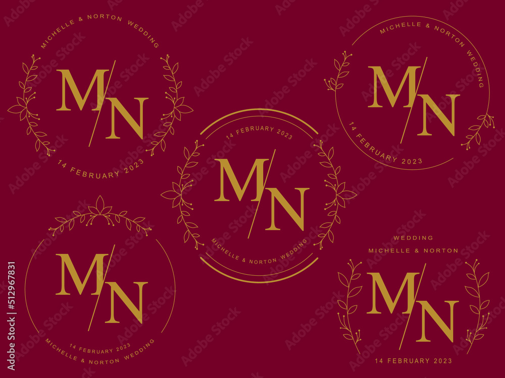 Monogram linear flat wedding logo collection. Round symbol for Romantic greeting card. Wild nature circle frame design element. flower border invitation template. vector illustration. Monogram linear flat wedding logo collection. Round symbol for Romantic greeting card. Wild nature circle frame design element. flower border invitation template. vector illustration.