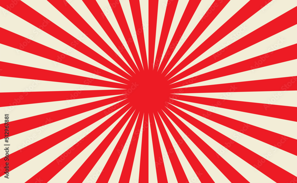 Vintage japan red sunlight background banner vector. Template for presentation, social media, creative studio, mockup.