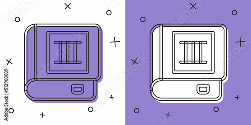 Set Book icon isolated on white and purple background. Third volume. Vector