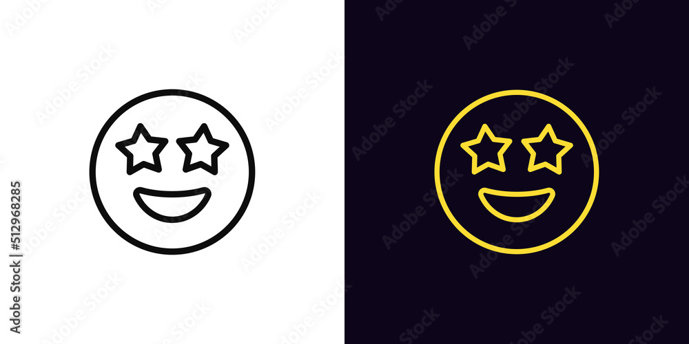 Outline star emoji icon, with editable stroke. Superstar emoticon with  starry eyes, star struck face pictogram. Amazed funny emoji Stock Vector |  Adobe Stock