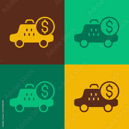 Pop art Taximeter device icon isolated on color background. Measurement appliance for passenger fare in taxi car. Vector