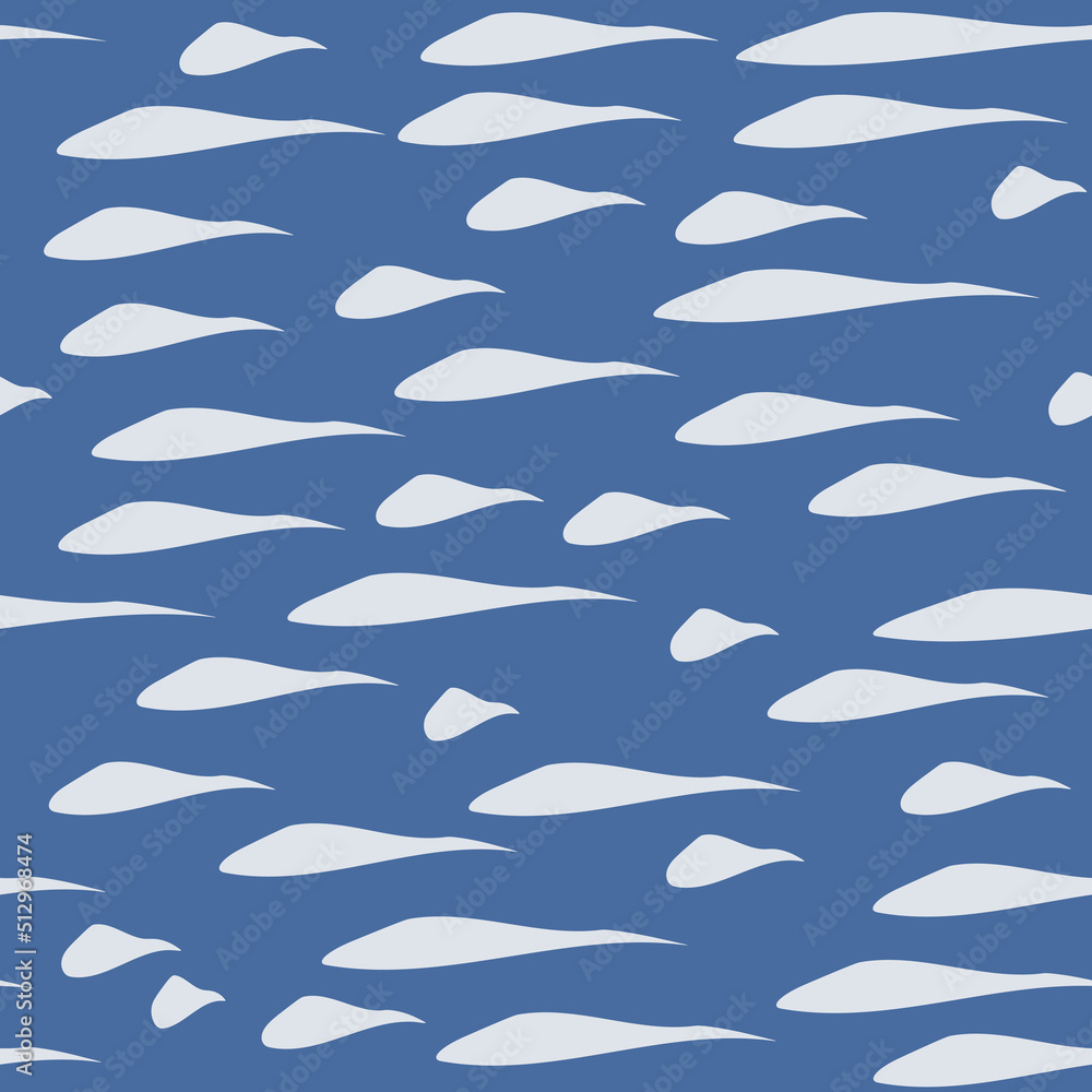 Obraz premium Shapeless white spots on a blue background. Vector repeating pattern.