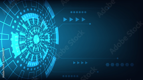 abstract futuristic innovation technology background concept. virtual glowing blue light Hi-tech circle digital HUD screen for modern graphic design