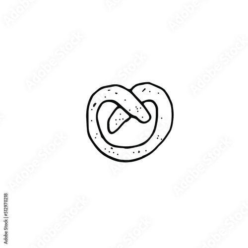 Pretzel painted on a white background