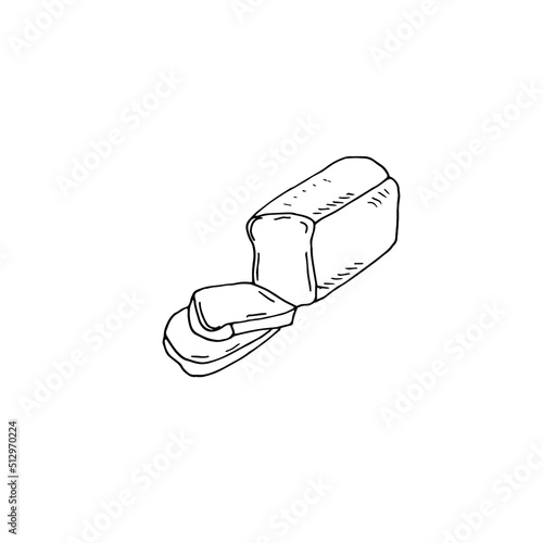 Sliced bread drawn on a white background