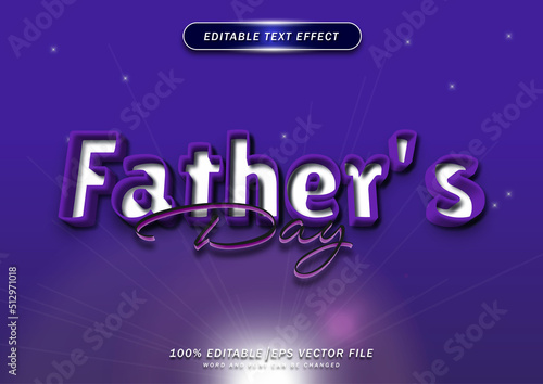 Father's day text editable effect. elegant style effect