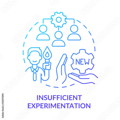 Insufficient experimentation blue gradient concept icon. Adaptability enemy in human resources abstract idea thin line illustration. Isolated outline drawing. Myriad Pro-Bold fonts used