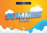 Summer vibes editable text style effect. suitable for game, media social, and poster design.