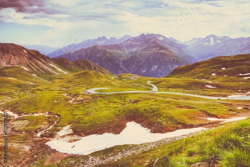 Austria Hohe Tauern mountains. Summer in Austria. Vintage filtered colors style. © Tupungato