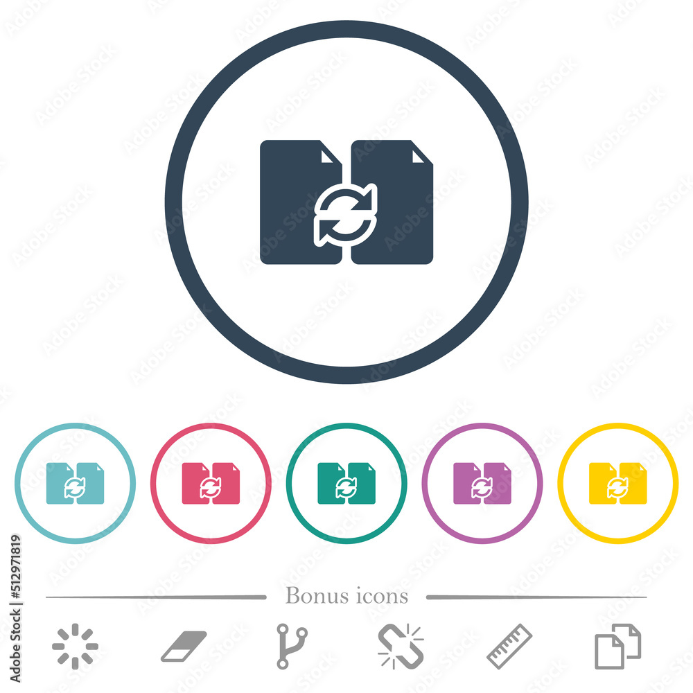 Swap documents solid flat color icons in round outlines Swap documents solid flat color icons in round outlines