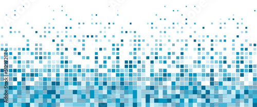 Light blue, turquoise, cyan vector seamless background with faded squares. Abstract gradient horizontal panoramic illustration with copy space. Bottom border. Technology theme for your business.