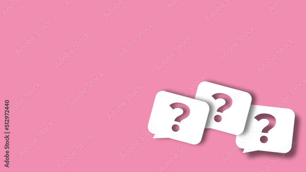 Question mark sign on pink background. concept for question or solution, faq. 3D Rendering Question mark sign on pink background. concept for question or solution, faq. 3D Rendering