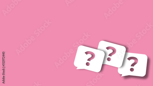 Question mark sign on pink background. concept for question or solution, faq. 3D Rendering