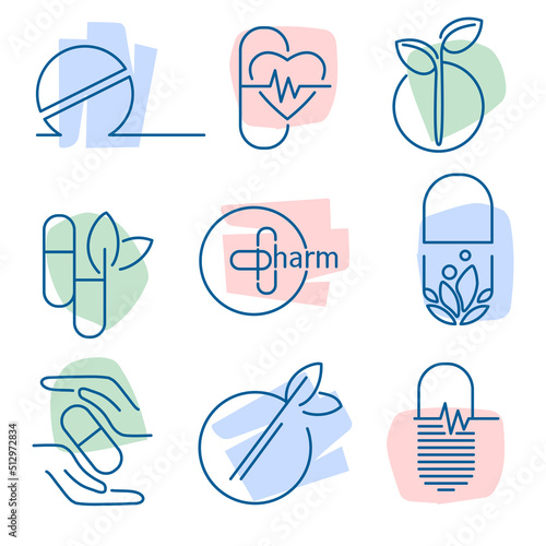 pharmacy, medicine, tablet logos template, vector set © JMC