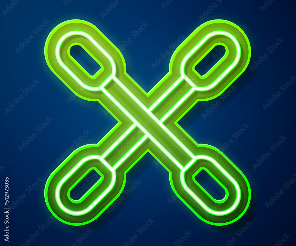Glowing neon line Cotton swab for ears icon isolated on blue background. Vector Glowing neon line Cotton swab for ears icon isolated on blue background. Vector