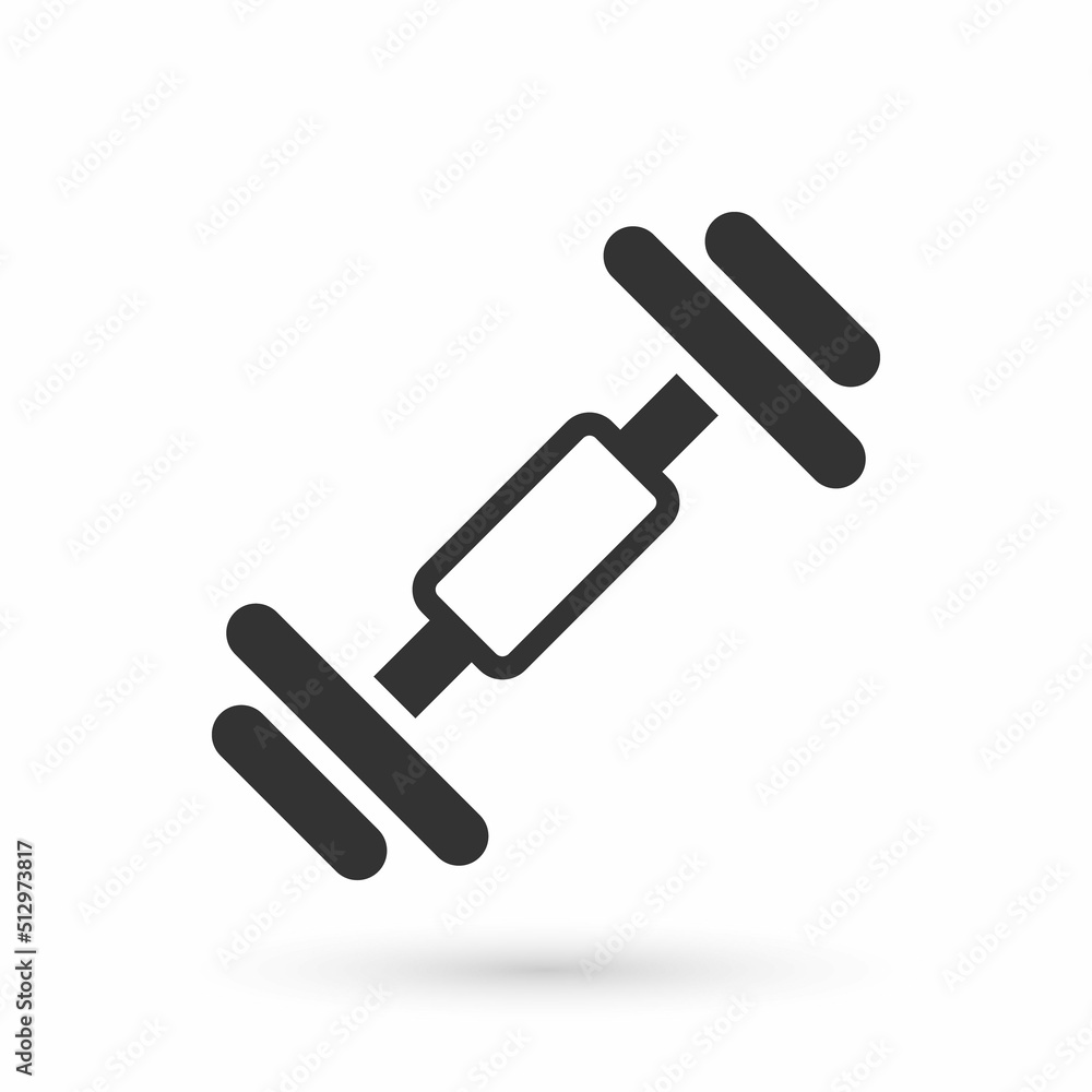 Grey Dumbbell icon isolated on white background. Muscle lifting, fitness barbell, sports equipment. Vector Grey Dumbbell icon isolated on white background. Muscle lifting, fitness barbell, sports equipment. Vector