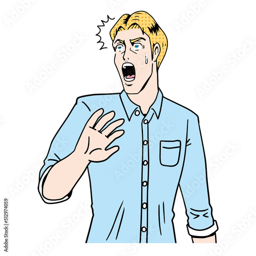 アメコミタッチのびっくりする白人