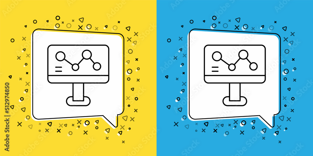 Set line Chemical formula on monitor icon isolated on yellow and blue background. Abstract hexagon for innovation medicine, health, research and science. Vector Set line Chemical formula on monitor icon isolated on yellow and blue background. Abstract hexagon for innovation medicine, health, research and science. Vector