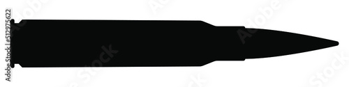 Bullet icon isolated. Cartridge sign. Military ammunition. Bullet or patron silhouette. Vector illustration.