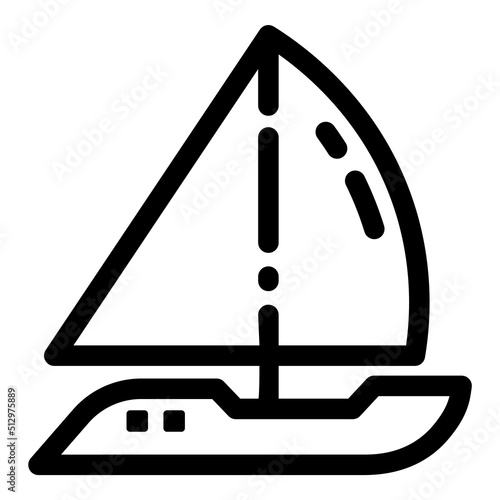 Sailing Yacht Flat Icon Isolated On White Background