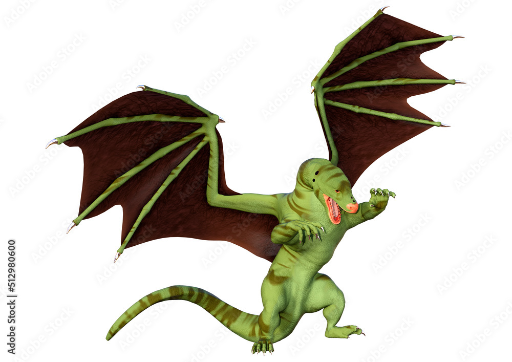 Fototapeta premium 3D Rendering Fairy Tale Dragon on White