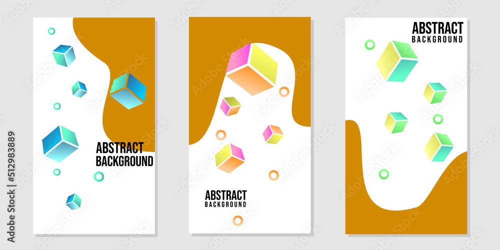Fototapeta premium editable set of social network story templates. abstract background with cube elements. trendy design for social media post