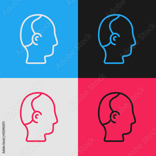 Pop art line Baldness icon isolated on color background. Alopecia. Vector