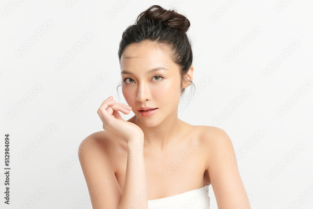 Beautiful young asian woman with clean fresh skin on white background, Face care, Facial treatment, Cosmetology, beauty and spa, Asian women portrait. Beautiful young asian woman with clean fresh skin on white background, Face care, Facial treatment, Cosmetology, beauty and spa, Asian women portrait.