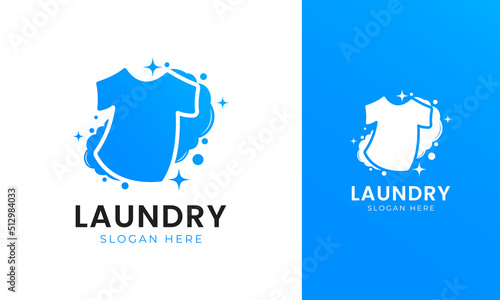 Laundry logo design with shirt icon, clean and shiny