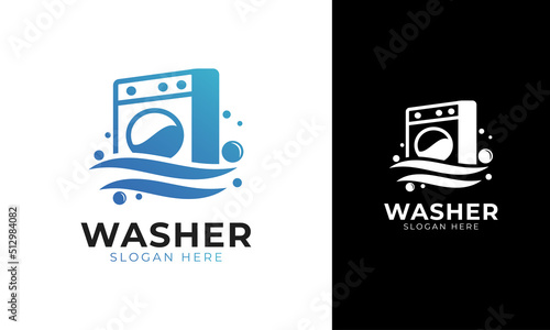 Washer logo design for laundry business symbol