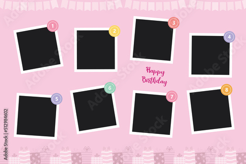 Happy birthday card, happy birthday photo frames