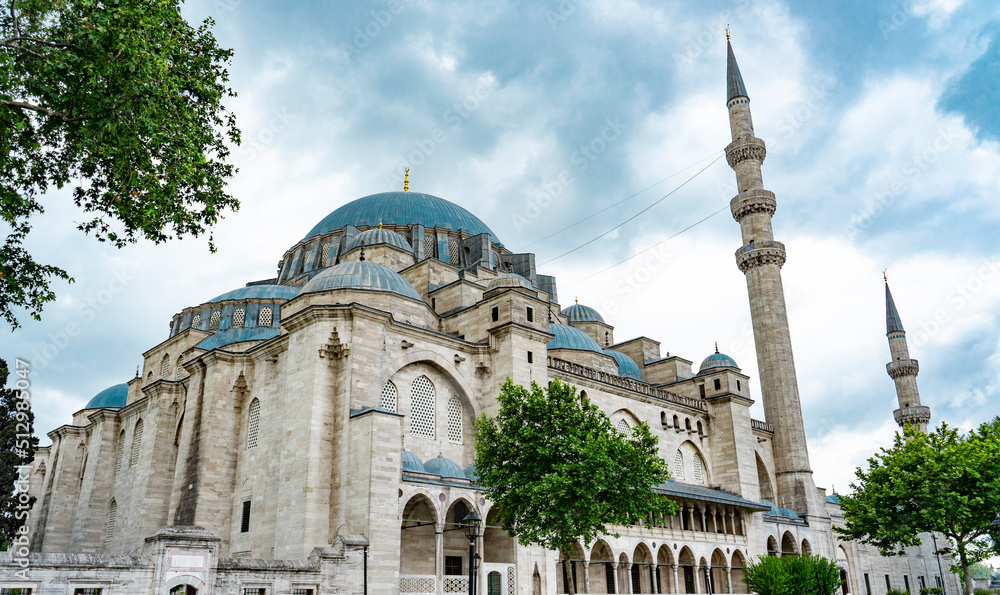 Suleymaniye Mosque in the old part of the city, in the Vefa district of Istanbul High-quality close-up photo