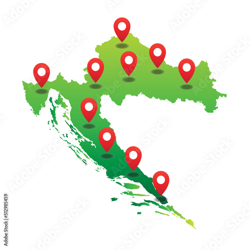 Croatia Map with pin location