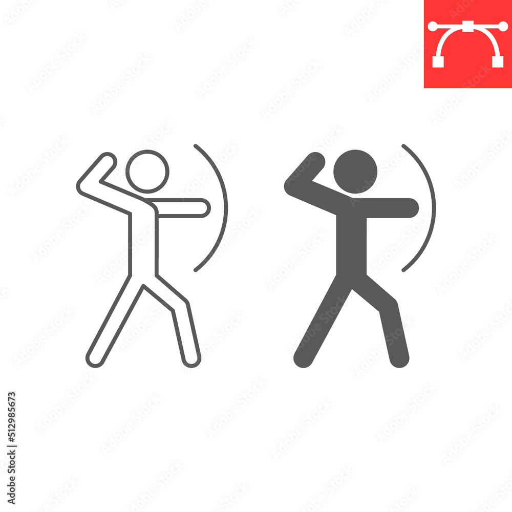 Archery sport line and glyph icon, sport and archer, archery vector icon, vector graphics, editable stroke outline sign, eps 10. Archery sport line and glyph icon, sport and archer, archery vector icon, vector graphics, editable stroke outline sign, eps 10.