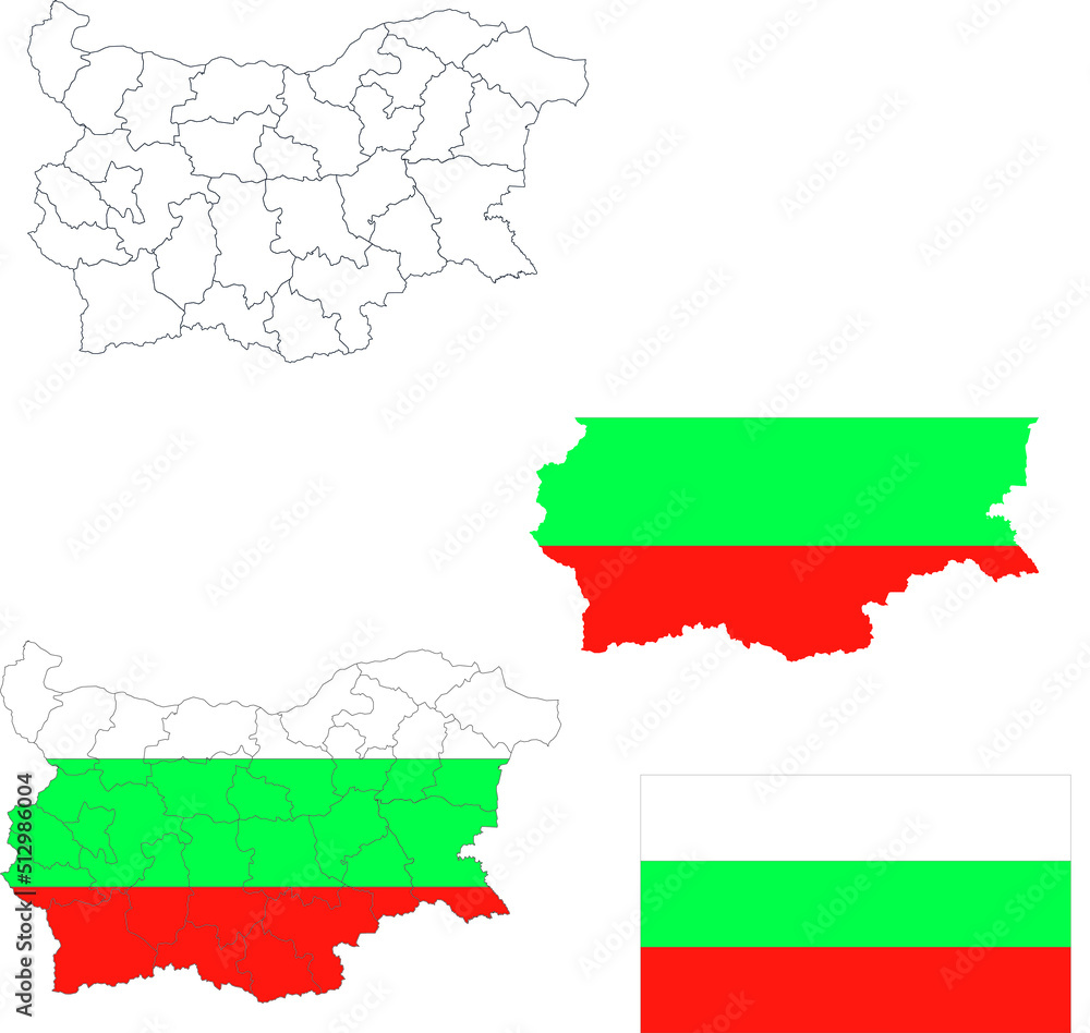 Set of territories of the country with the flag of Bulgaria Set of territories of the country with the flag of Bulgaria
