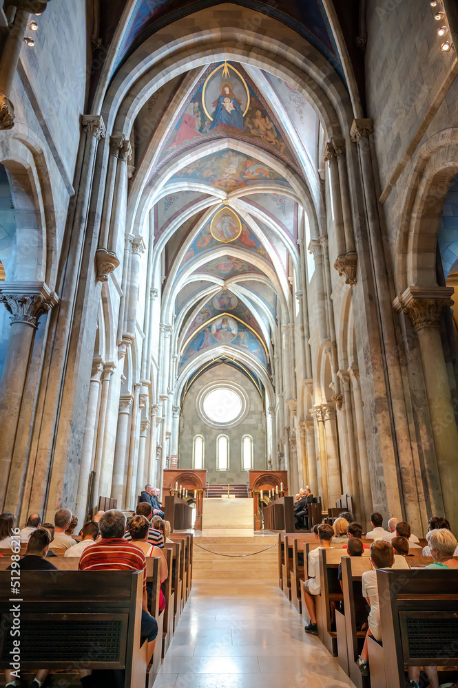 Fototapeta premium View on a mass ceremony by priets in Pannonhalma Benedictine abbey