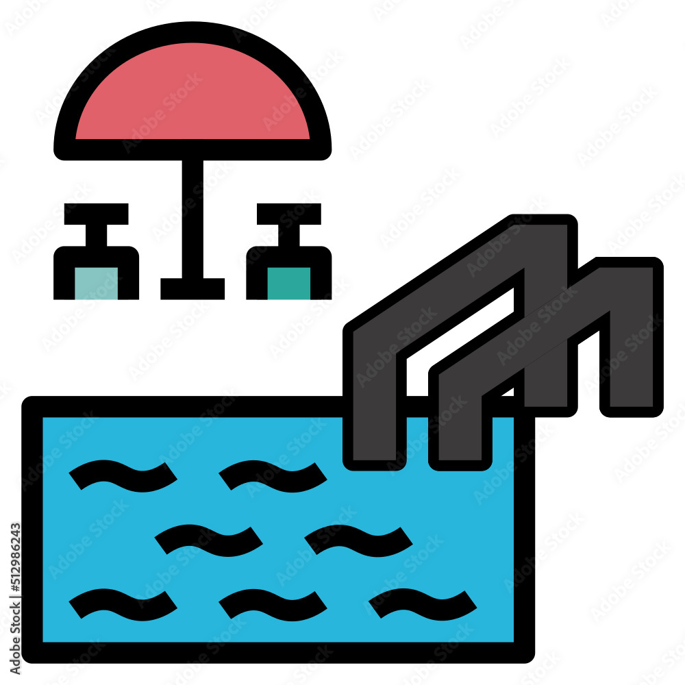 Pool service outline filled color icon Pool service outline filled color icon