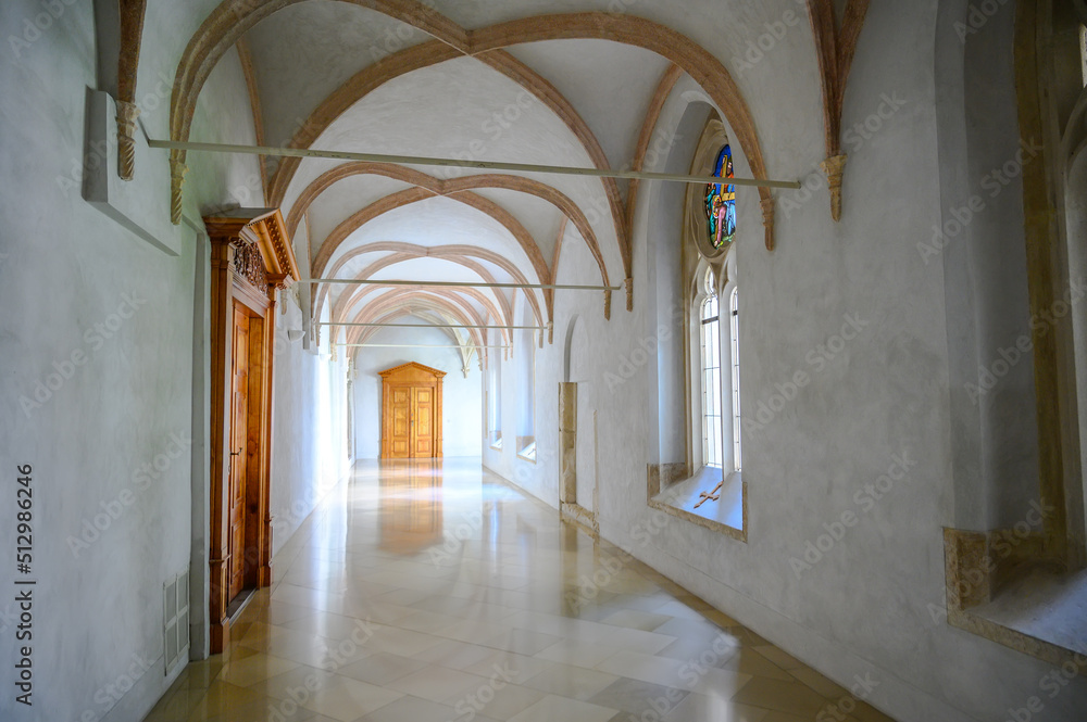 View on the corridors of the in Pannonhalma Benedictine abbey