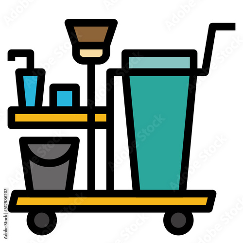 House keeping cart outline filled color icon