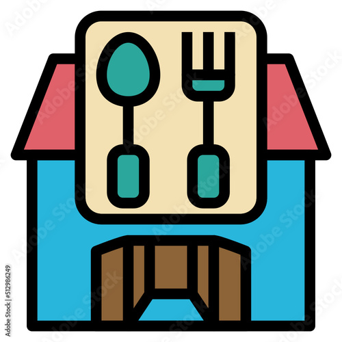 Restaurant outline filled color icon