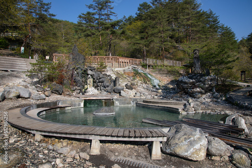 View of Sainokawara Park in Kusatsu hot springs, Gunma, Japan
