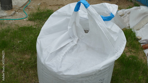 one ton of building rubble in a bag